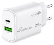 MediaRange | Oplader | 1x USB-A | 1x USB-C | 25 Watt | Wit