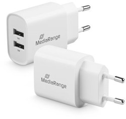 MediaRange | Oplader | 2x USB-A | 2x 12 Watt | Wit