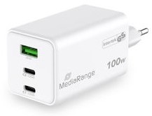 MediaRange | Oplader | 1x USB-A | 2x USB-C | 100 Watt | Wit