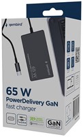 Gembird | Oplader | 1x USB-C | Geïntegeerde kabel | 65 Watt | Zwart-2