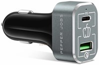Pepper Jobs | Oplader | Auto Oplader | 1x USB-A | 1x USB-C | 63 Watt 