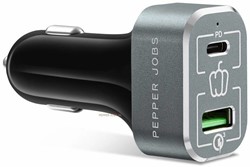 Pepper Jobs | Oplader | Auto Oplader | 1x USB-A | 1x USB-C | 63 Watt 