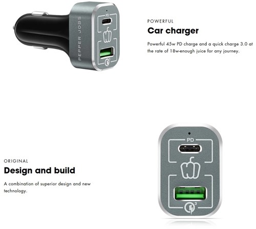 Pepper Jobs | Oplader | Auto Oplader | 1x USB-A | 1x USB-C | 63 Watt -2