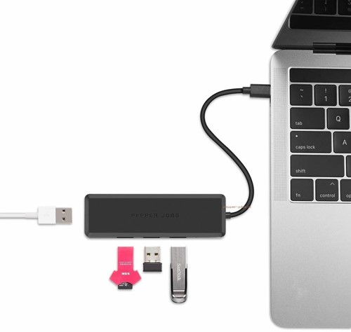 Pepper Jobs | Hub | 4-Poorts | USB-C | 4x USB 3.0 | Zwart-2