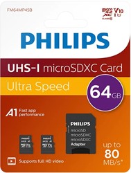 Philips | MicroSDXC | 64 GB | Class 10 | 2-Pak