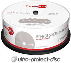 Primeon | BD-R | DL | 50 GB | 8x Speed | Cakebox | 25 Stuks