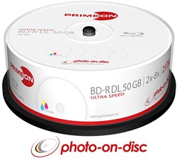 Primeon | BD-R | DL | 50 GB | Printable |  8x Speed | Cakebox | 25 Stuks