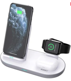 Aukey | Oplader | Draadloos | 3in1 | Wit