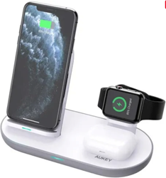 Aukey | Oplader | Draadloos | 3in1 | Wit