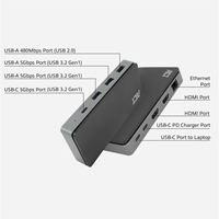 ACT | Hub | USB-C | 2x HDMI | Ethernet | USB-C | 3x USB-A | PD passtrough | i mtr kabel afneembaar | Zwart-2