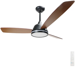 Led | Plafondventilator | LED Verlichting | Incl. Afstandbediening | 2700-6500K | Dimbaar | Ø132cm | 3 Bladen | Zwart/Bruin