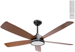 Led | Plafondventilator | LED Verlichting | Incl. Afstandbediening | 2700-6500K | Dimbaar | Ø132cm | 5 Bladen | Zwart/Bruin
