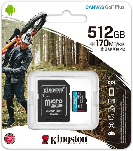Kingston | MicroSDXC | 512 GB | Canvas Go! Plus | 170R/90W