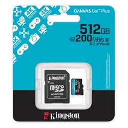 Kingston | MicroSDXC | 512 GB | Canvas Go! Plus | 200R/160W