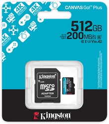 Kingston | MicroSDXC | 512 GB | Canvas Go! Plus | 200R/160W