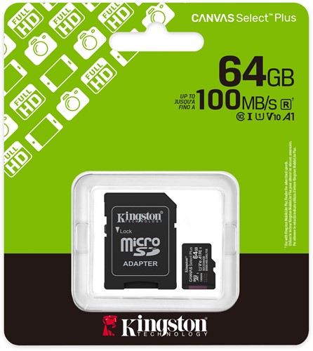 Kingston | MicroSDXC | 64 GB | Canvas Select Plus