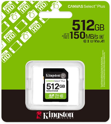 Kingston | SDXC | 512 GB | Canvas Select Plus | 150R-3