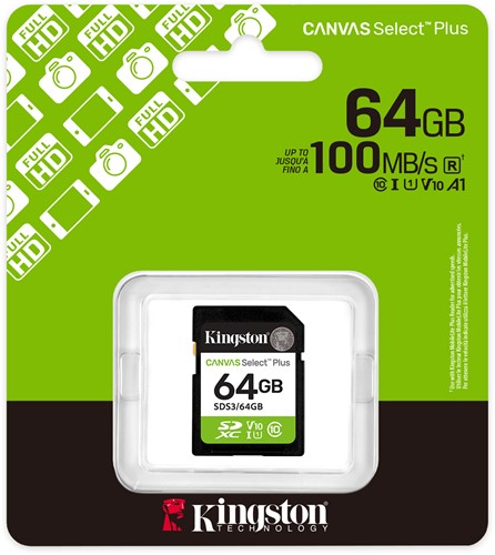 Kingston | SDXC | 64 GB | Canvas Select Plus | 100R-3