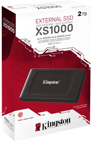 Kingston | SSD | Extern | 2 TB | USB-C | USB-A | XS1000 | Zwart-3