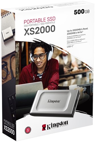 Kingston | SSD | Extern | 1 TB | USB-C | USB-A | XS2000 | Zilver-3