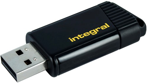 Integral | USB Stick | 64 GB | USB 2.0 | Slider | Lezen 12 MB/s | Schrijven 3 MB/s | Pulse | Zwart