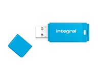 Integral | USB Stick | 64 GB | USB 2.0 | Lezen 12 MB/s | Schrijven 3 MB/s | Neon | Blauw