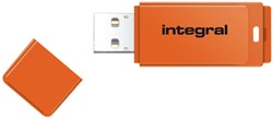 Integral | USB Stick | 16 GB | USB 2.0 | Lezen 12 MB/s | Schrijven 3 MB/s | Neon | Oranje
