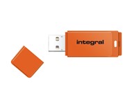 Integral | USB Stick | 128 GB | USB 2.0 | Lezen 12 MB/s | Schrijven 3 MB/s | Neon | Oranje