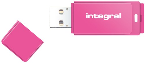 Integral | USB Stick | 64 GB | USB 2.0 | Lezen 12 MB/s | Schrijven 3 MB/s | Neon | Roze