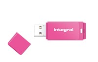 Integral | USB Stick | 128 GB | USB 2.0 | Lezen 12 MB/s | Schrijven 3 MB/s | Neon | Roze