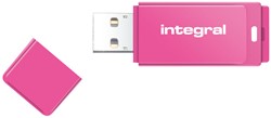 Integral | USB Stick | 128 GB | USB 2.0 | Lezen 12 MB/s | Schrijven 3 MB/s | Neon | Roze