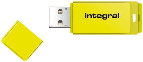 Integral | USB Stick | 64 GB | USB 2.0 | Lezen 12 MB/s | Schrijven 3 MB/s | Neon | Geel