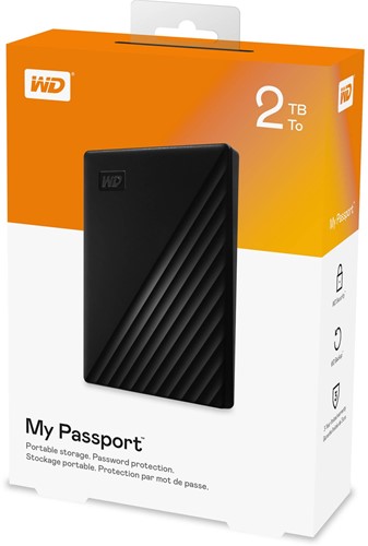 WD | Harddisk | Extern | 2 TB | USB 3.0 | 2.5 inch | Portable | My Passport | Zwart