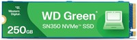 WD | SSD | Intern | 250 GB | PCIe Gen3 x4 | NVMe | M.2 | Green SN350 | 22 x 80 mm | Lezen 2400 MB/s | Schrijven 1500 MB/s